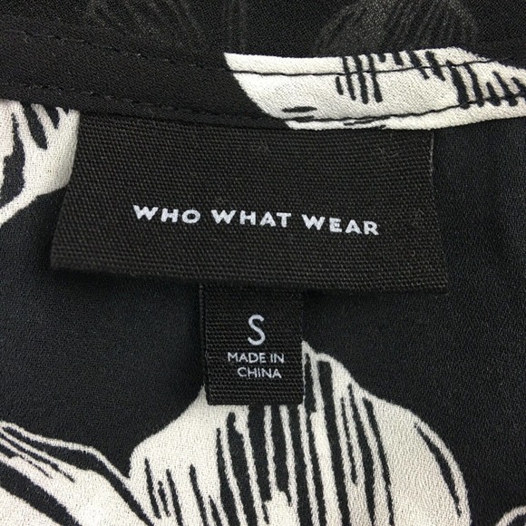 Who What Wear Womens Top Small Black White Floral Sleeveless Chiffon Blouse - Picture 2 of 11